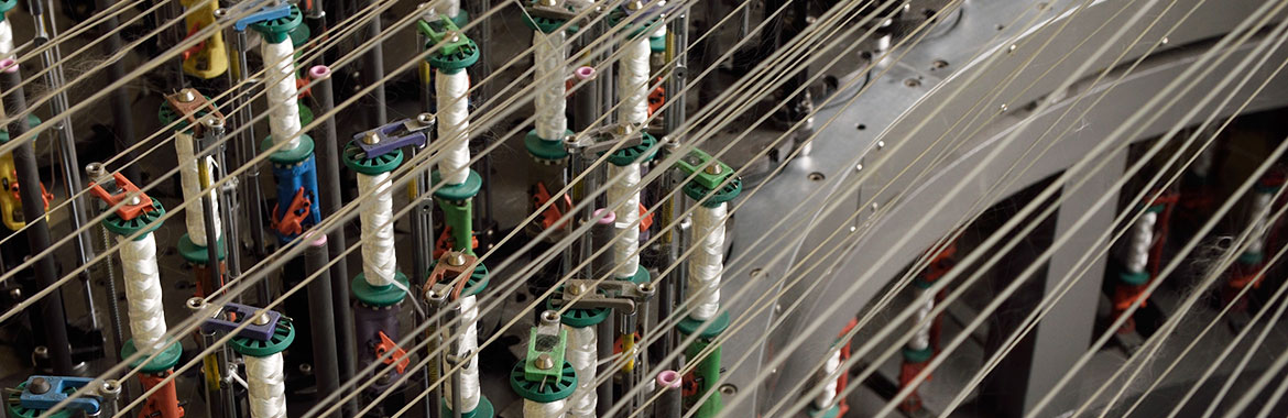 Photo of the creel fiber spools